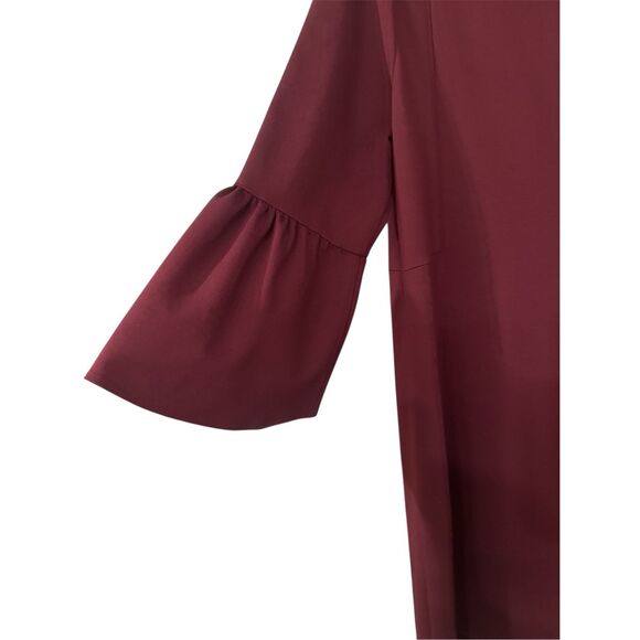 Lafayette 148 New York Marissa Boat Neck Bell Sleeve Shift Dress Maroon XXL - Picture 6 of 7